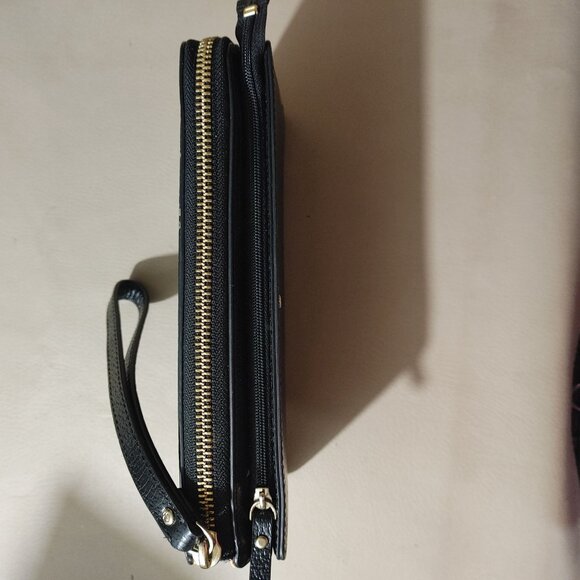 Wristlet Wallet Kate Spade New York Zip Around Black Leather Organizer Pockets - Picture 5 of 9